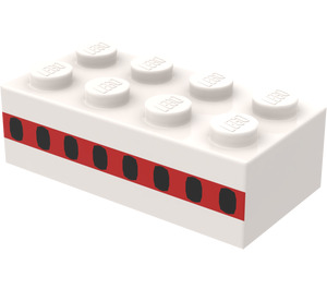 LEGO Brick 2 x 4 with Red Stripe with 8 Plane Windows (Earlier, without Cross Supports) (3001)