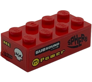 LEGO Steen 2 x 4 met 'SUBSOUND LIMITER', 'POWER' en 'SPHERE' Rechts Sticker (3001)