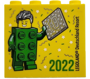 LEGO Cegła 2 x 4 x 3 z Besuchermeister 2022 Legoland Deutschland Resort I 10 Srebro (30144)