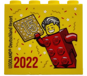 LEGO Тухла 2 x 4 x 3 с Besuchermeister 2022 Legoland Deutschland Resort и 15 Gold (30144)