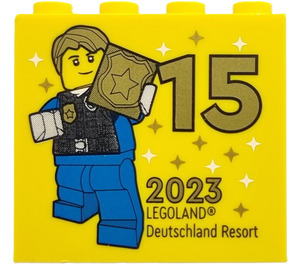 LEGO Kostka 2 x 4 x 3 s Besuchermeister 2023 Legoland Deutschland Resort a 15 Gold (30144)