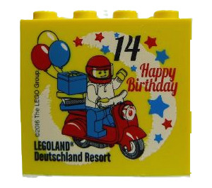 레고 벽돌 2 x 4 x 3 ~와 함께 Birthday 2016 Legoland Deutschland Resort 그리고 Happy Birthday 14 (30144)