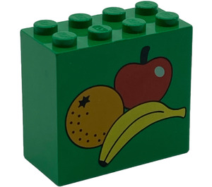 LEGO Steen 2 x 4 x 3 met Fruit appel, banaan, sinaasappel (30144)