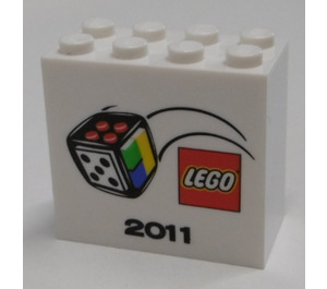 LEGO Steen 2 x 4 x 3 met 'LEGO', '2011', Dice (30144)