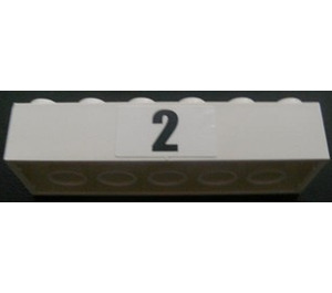 LEGO Klods 2 x 6 med Sort Number "2" Klistermærke (2456)