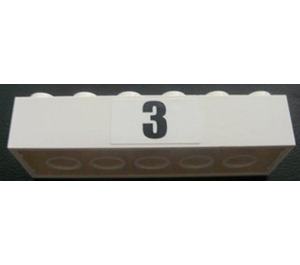 LEGO Brick 2 x 6 with Black Number "3" Sticker (2456)