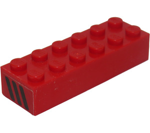 LEGO Backstein 2 x 6 mit Schwarz Vents (Both Sides) Aufkleber (2456)
