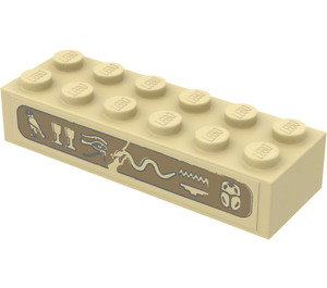 LEGO Backstein 2 x 6 mit Hieroglyphs Aufkleber (2456 / 44237)