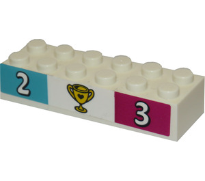 LEGO Kloss 2 x 6 med Numbers '2', '3' og Gold Kopp Klistremerke (2456)