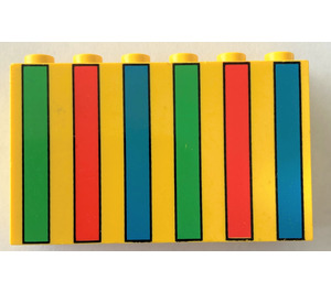 LEGO Brique 2 x 6 x 3 avec green rouge et Bleu Rayures Modèle (6213)