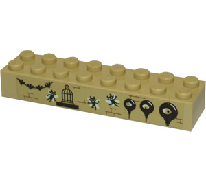 LEGO Brick 2 x 8 with Bats, Bricks, Cage and Pixies Sticker (3007)