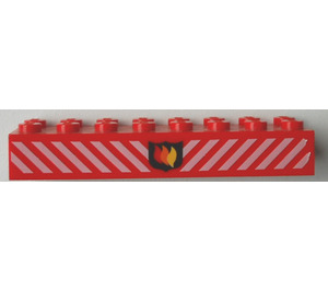 LEGO Backstein 2 x 8 mit Feuer Logo und Weiß Streifen (3007)