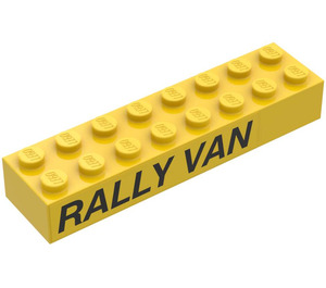 LEGO Kloss 2 x 8 med "Rally Van" (Høyre) Klistremerke (3007)