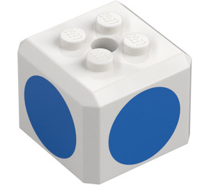 LEGO Steen 3 x 3 x 2 Cube met 2 x 2 Noppen aan Top met Blauw Circles (66855 / 79532)