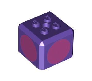 LEGO Stein 3 x 3 x 2 Cube mit 2 x 2 Noppen auf oben mit Dark Rosa Circles (66855 / 76907)