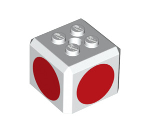 LEGO Brique 3 x 3 x 2 Cube avec 2 x 2 Goujons sur Haut avec rouge Circles (66855 / 68967)