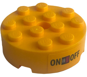 LEGO Steen 4 x 4 Rond met Gat met 'aan', 'OFF' Switch Sticker (87081)