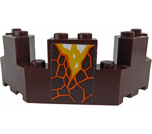 LEGO Brick 4 x 8 x 2.3 Turret Top with Running Yellow Lava and Orange Cracks Sticker (6066)