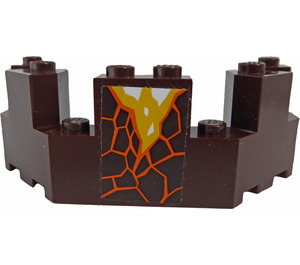 LEGO Brique 4 x 8 x 2.3 Turret Haut avec Running Jaune Lava et Orange Cracks Autocollant (6066)