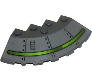 LEGO Brique 6 x 6 Rond (25°) Coin avec Green Line Modèle 7 Autocollant (95188)