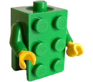 LEGO Brick Costume with Green Arms and Yellow Hands