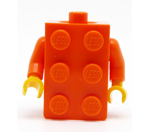 LEGO Brick Costume with Orange Arms and Yellow Hands