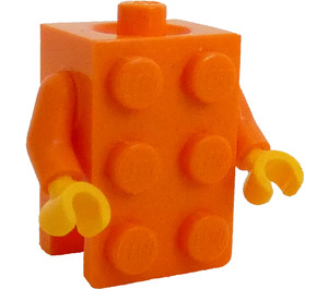 LEGO Brick Costume with Orange Arms and Yellow Hands