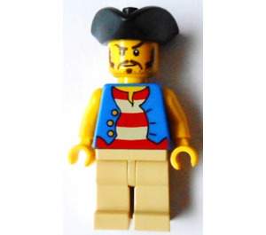 LEGO Brickbeard's Bounty Pirate met Blauw Vest en Rood en Wit Striped Shirt minifiguur