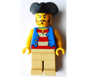 LEGO Brickbeard's Bounty Pirát s Modrá Vesta a Červená a Bílá Striped Košile Minifigurka