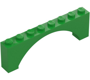 LEGO Bright Green Arch 1 x 8 x 2 Raised, Thin Top without Reinforced Underside (16577 / 40296)