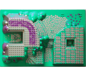 LEGO Bright Green Baseplate 32 x 48 x 6 Raised with Steps and Gold and Magenta Palace (45324)