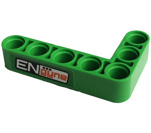 LEGO Leuchtend grün Strahl 3 x 5 Gebogen 90 Grad, 3 und 5 Löcher mit 'ENgyne' Aufkleber (32526)