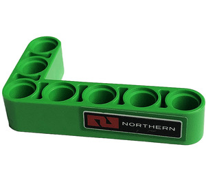 LEGO Bright Green Beam 3 x 5 Bent 90 degrees, 3 and 5 Holes with 'NORTHERN' Sticker (32526)