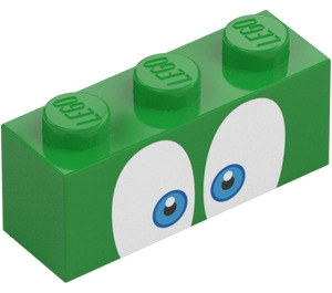 LEGO Vert Clair Brique 1 x 3 avec Bleu Yeux 'Larry' (76885 / 103801)