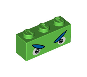 LEGO Leuchtend grün Backstein 1 x 3 mit Augen (3622 / 94983)