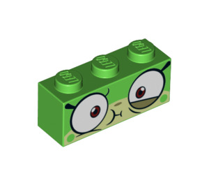 LEGO Leuchtend grün Backstein 1 x 3 mit Queasy Unikitty Gesicht (3622 / 38891)