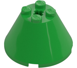 LEGO Bright Green Cone 4 x 4 x 2 with Axle Hole (3943)