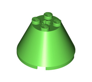 LEGO Bright Green Cone 4 x 4 x 2 with Axle Hole (3943)