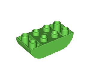 LEGO Leuchtend grün Duplo Backstein 2 x 4 mit Gebogen Unterseite (98224)