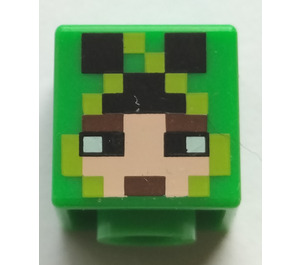LEGO Bright Green Figure Head with Hood with Creeper Eyes (Recessed Solid Stud) (19729)