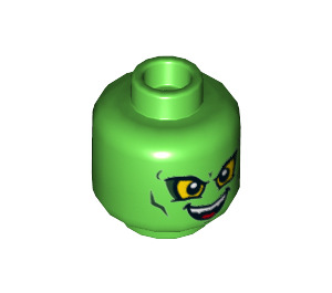 LEGO Bright Green Green Goblin with Bright Green Skin and Pumpkin Belt Minifigure Head (Recessed Solid Stud) (3626 / 21118)