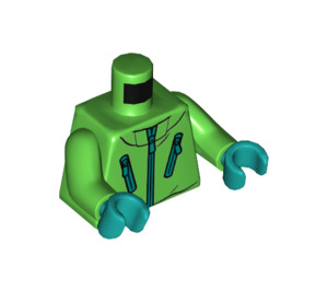 LEGO Fel groen Jasje en Donker turquoise Handen Minifiguur Torso (973 / 76382)