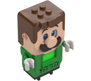 LEGO Lyse-grøn Luigi Figur med LCD Screens til Øjne og Bryst (77127)