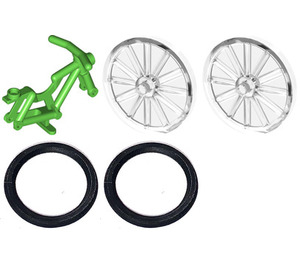 LEGO Leuchtend grün Minifigure Fahrrad mit Räder und Tires