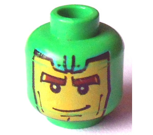 LEGO Bright Green Minifigure Head with Decoration (Safety Stud) (3626)