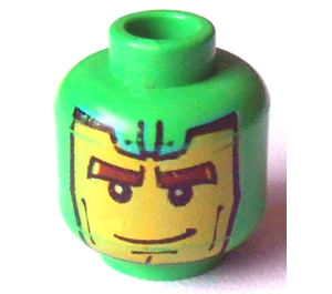 LEGO Verde brillante Minifigure Testa con Decorazione (Perno di sicurezza) (3626)