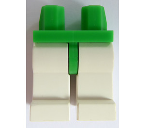LEGO Leuchtend grün Minifigure Hüften mit Weiß Beine (73200 / 88584)