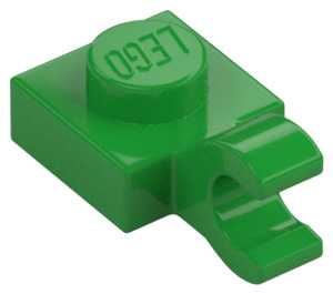 LEGO Bright Green Plate 1 x 1 with Horizontal Clip (Thick Open 'O' Clip) (52738 / 61252)