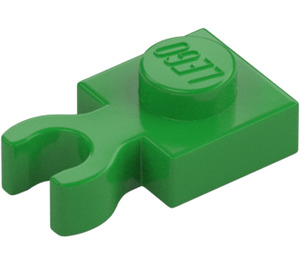 LEGO Bright Green Plate 1 x 1 with Vertical Clip (Thick Open 'O' Clip) (44860 / 60897)