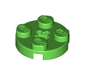 LEGO Leuchtend grün Platte 2 x 2 Runden mit Achse Loch (mit '+' Achsloch) (4032)